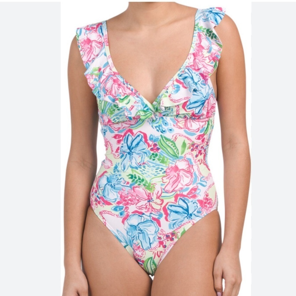 Stella Parker swimsuit one piece NEW floral ruffled 22w